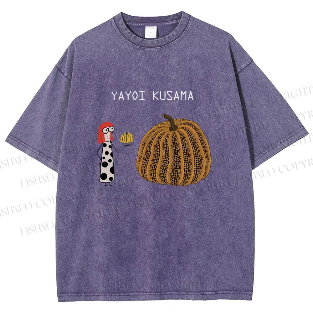 Unisex Yayoi Kusama And Pumpkin Printed Washed Tee