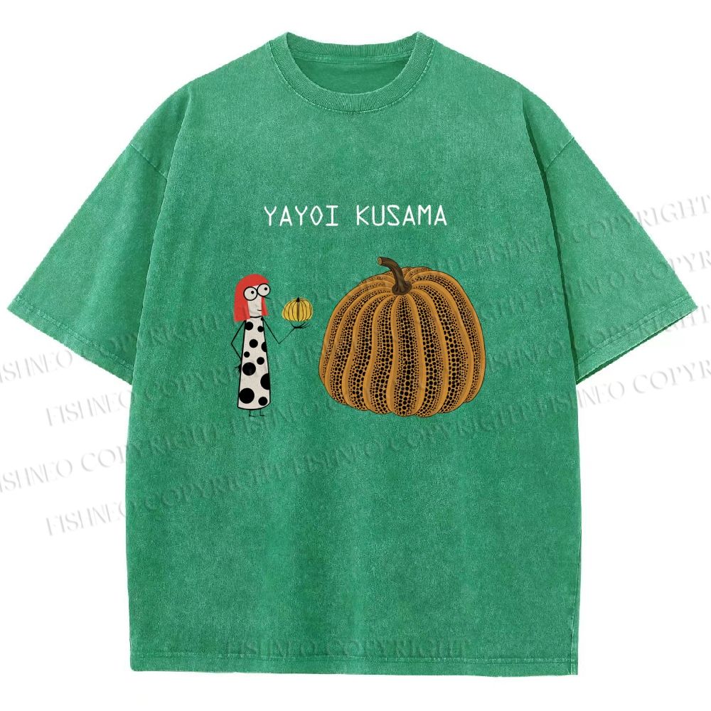 Unisex Yayoi Kusama And Pumpkin Printed Washed Tee
