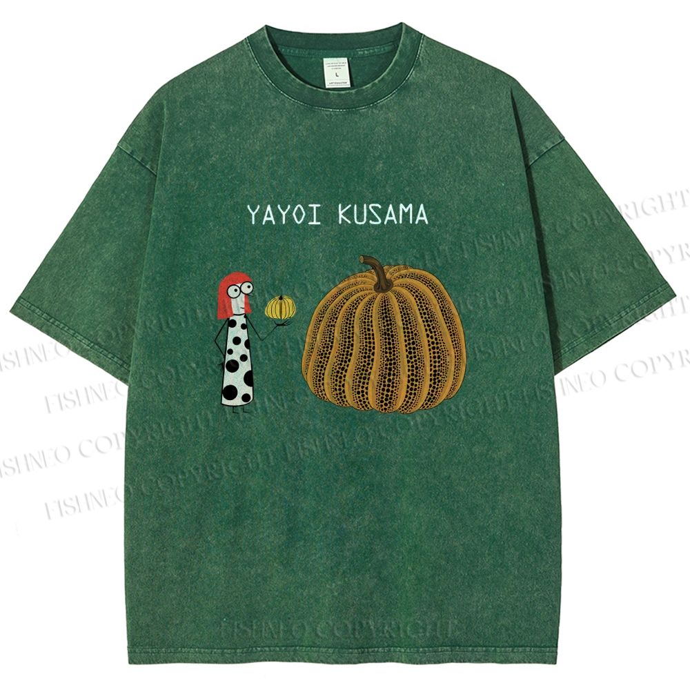 Unisex Yayoi Kusama And Pumpkin Printed Washed Tee