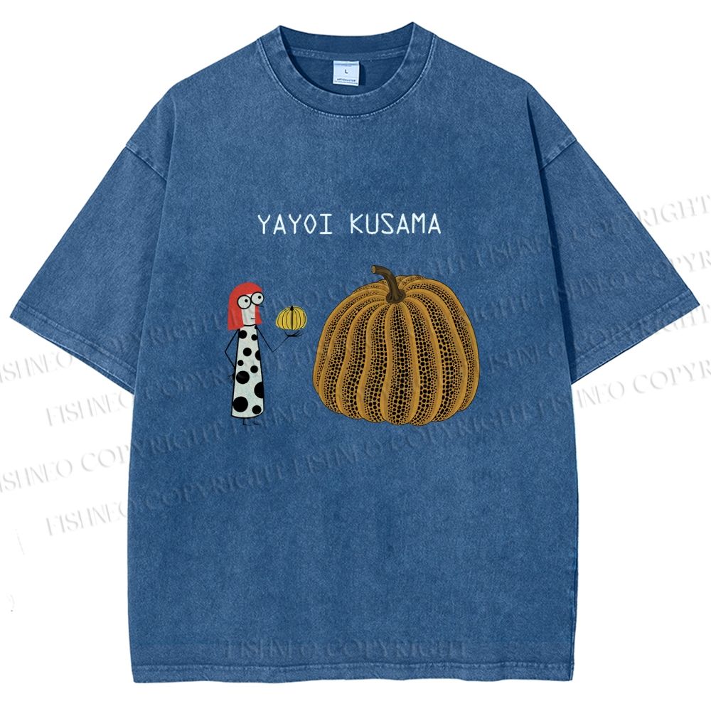 Unisex Yayoi Kusama And Pumpkin Printed Washed Tee