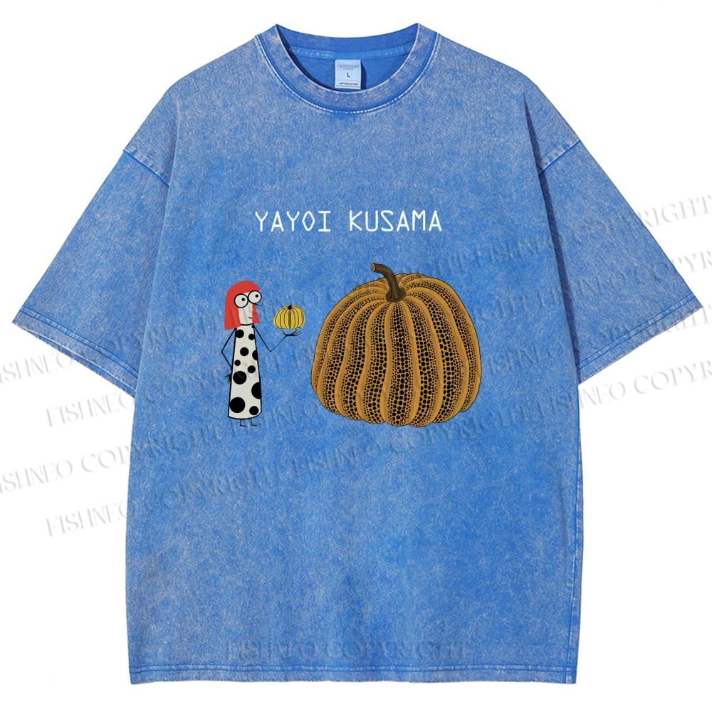 Unisex Yayoi Kusama And Pumpkin Printed Washed Tee