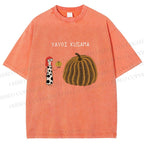 Unisex Yayoi Kusama And Pumpkin Printed Washed Tee
