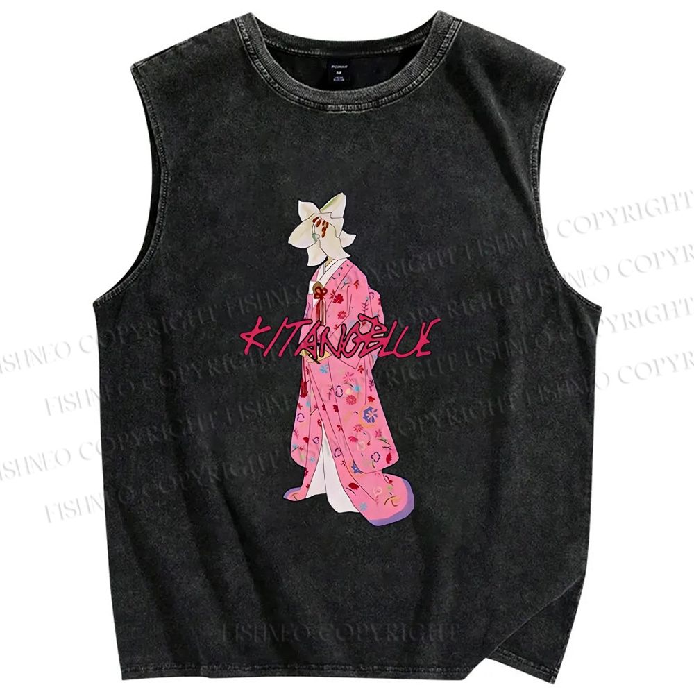 Unisex Kitano Takeshi Kimono Lady Printed Washed Tank Top