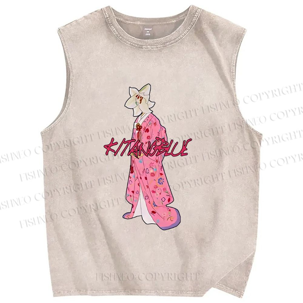 Unisex Kitano Takeshi Kimono Lady Printed Washed Tank Top