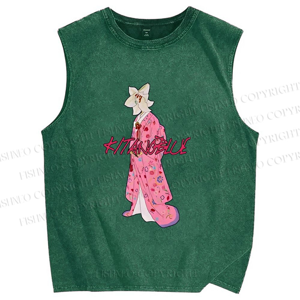 Unisex Kitano Takeshi Kimono Lady Printed Washed Tank Top