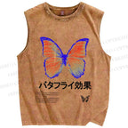 Unisex Butterfly Printed Washed Tank Top