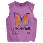 Unisex Butterfly Printed Washed Tank Top