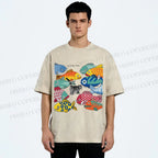 Unisex So Many Fish Printed Washed Tee