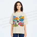 Unisex So Many Fish Printed Washed Tee