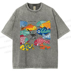 Unisex So Many Fish Printed Washed Tee