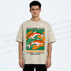 Unisex Tokyo Koi Printed Washed Tee