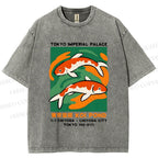Unisex Tokyo Koi Printed Washed Tee