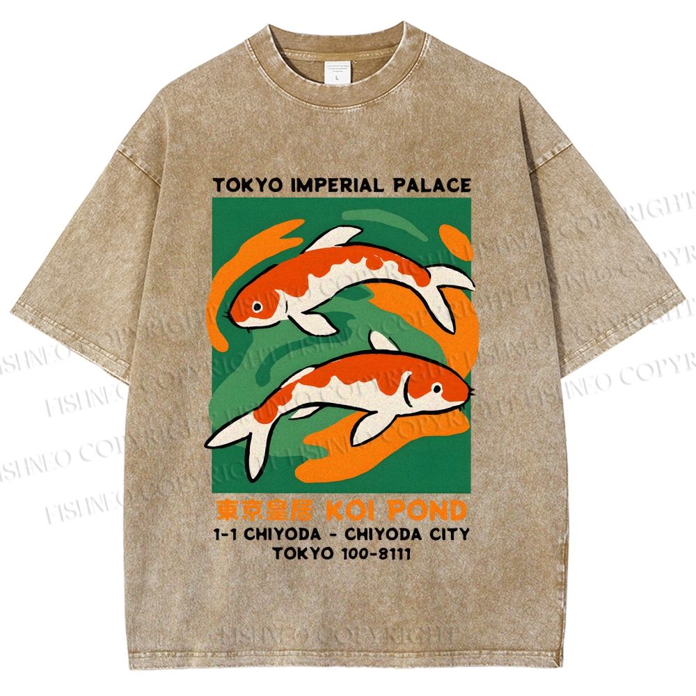 Unisex Tokyo Koi Printed Washed Tee