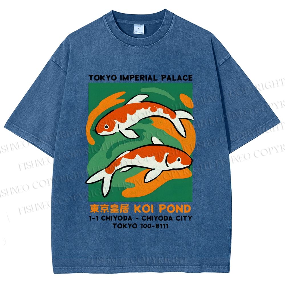 Unisex Tokyo Koi Printed Washed Tee