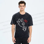 Unisex Ok Cat Printed Washed Tee