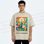Unisex Yayoi Kusama Flower Printed Washed Tee