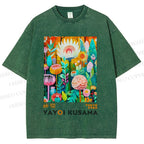 Unisex Yayoi Kusama Flower Printed Washed Tee