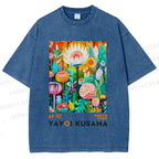 Unisex Yayoi Kusama Flower Printed Washed Tee