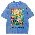 Unisex Yayoi Kusama Flower Printed Washed Tee