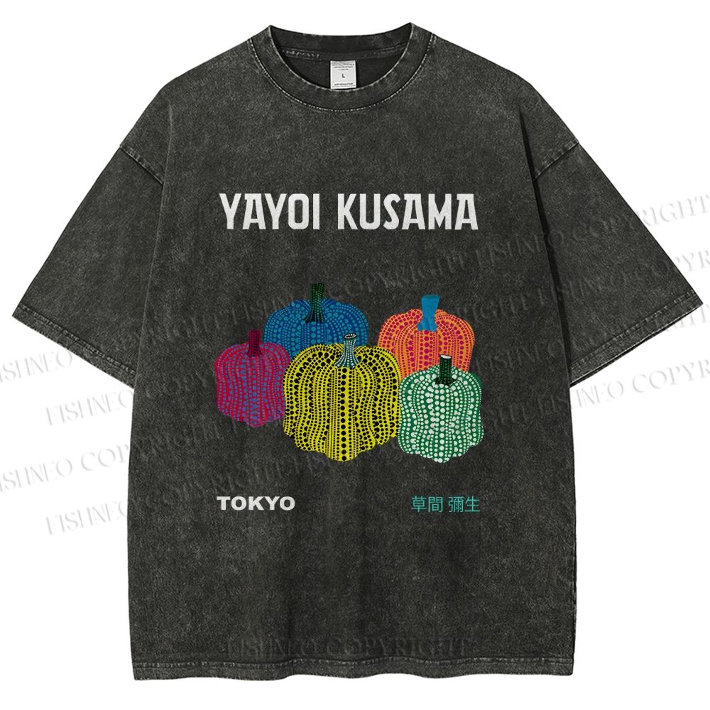 Unisex Yayoi Kusama Pumpkins Printed Washed Tee