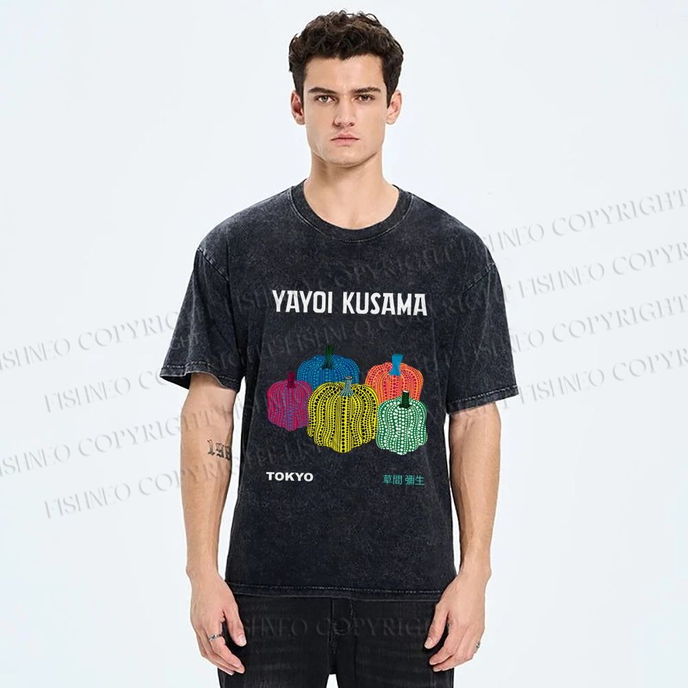 Unisex Yayoi Kusama Pumpkins Printed Washed Tee