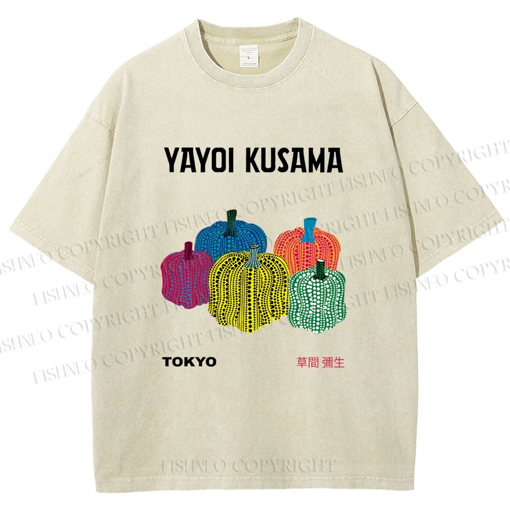 Unisex Yayoi Kusama Pumpkins Printed Washed Tee