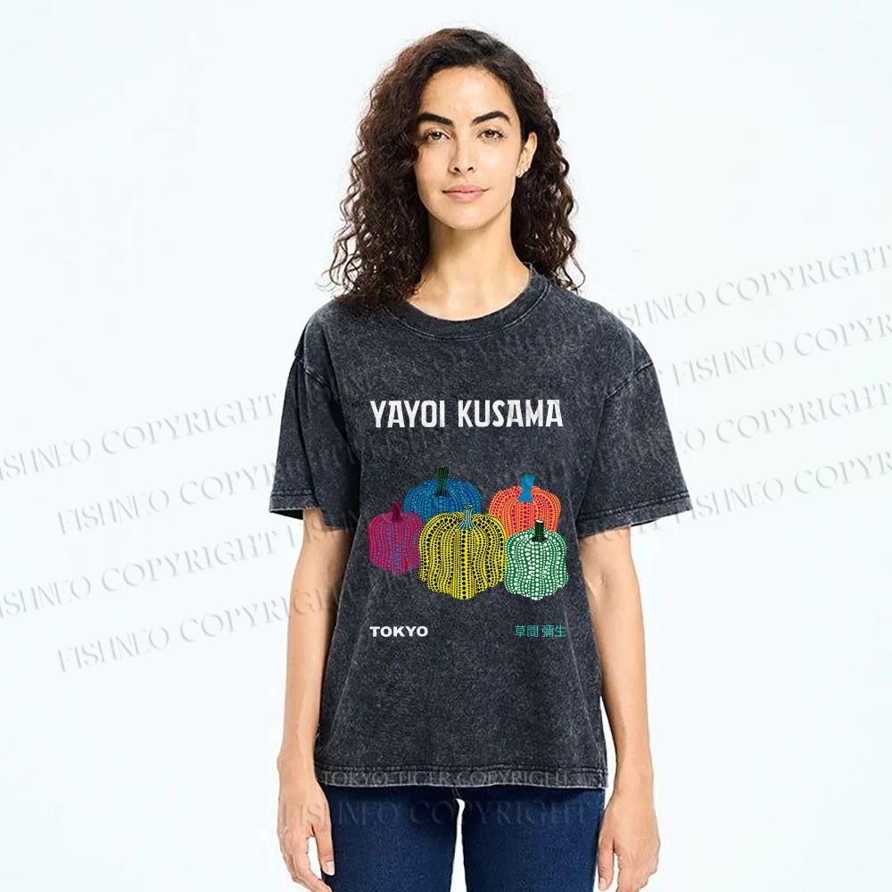 Unisex Yayoi Kusama Pumpkins Printed Washed Tee