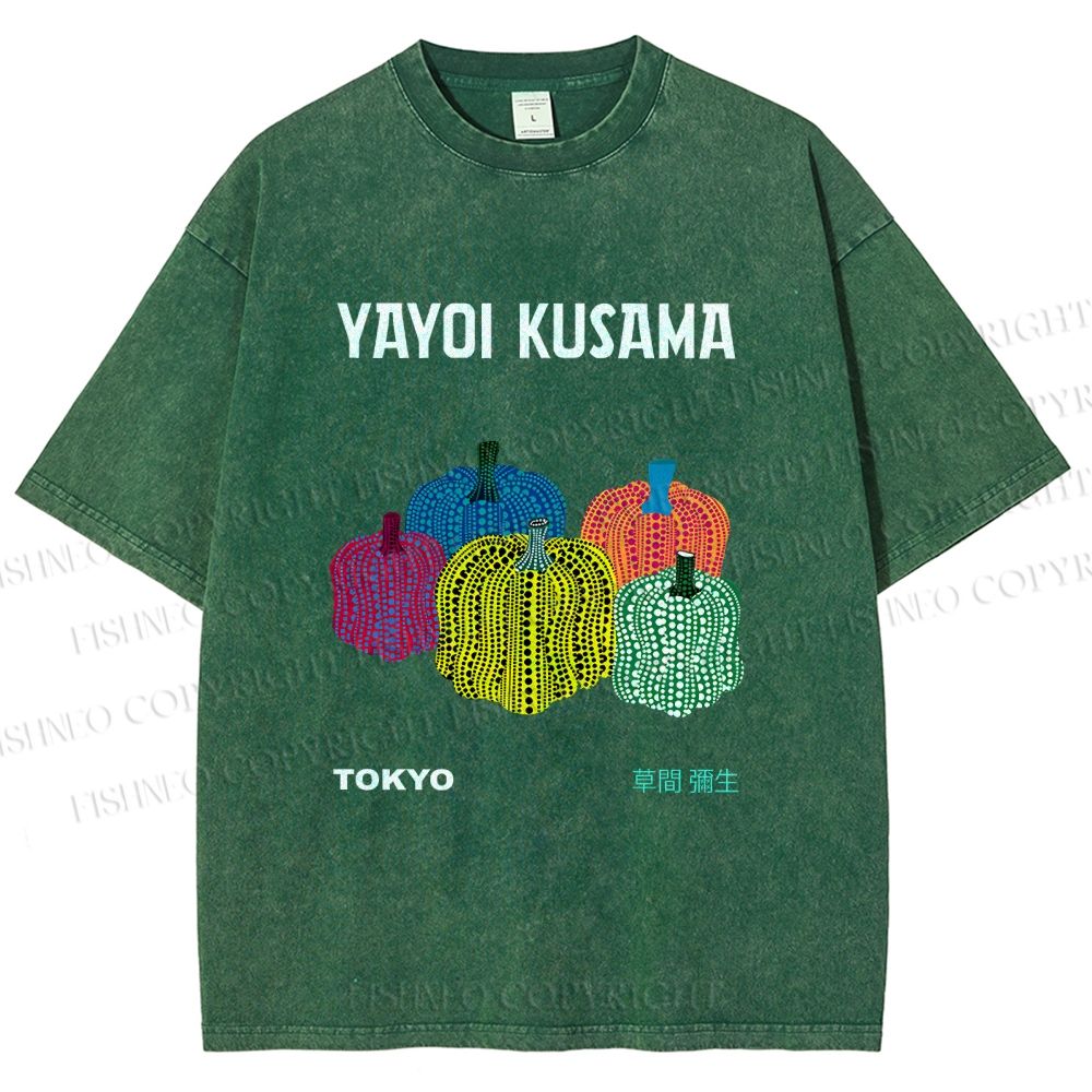 Unisex Yayoi Kusama Pumpkins Printed Washed Tee