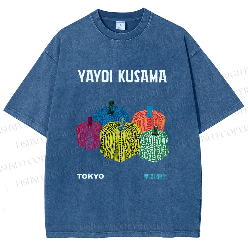 Unisex Yayoi Kusama Pumpkins Printed Washed Tee