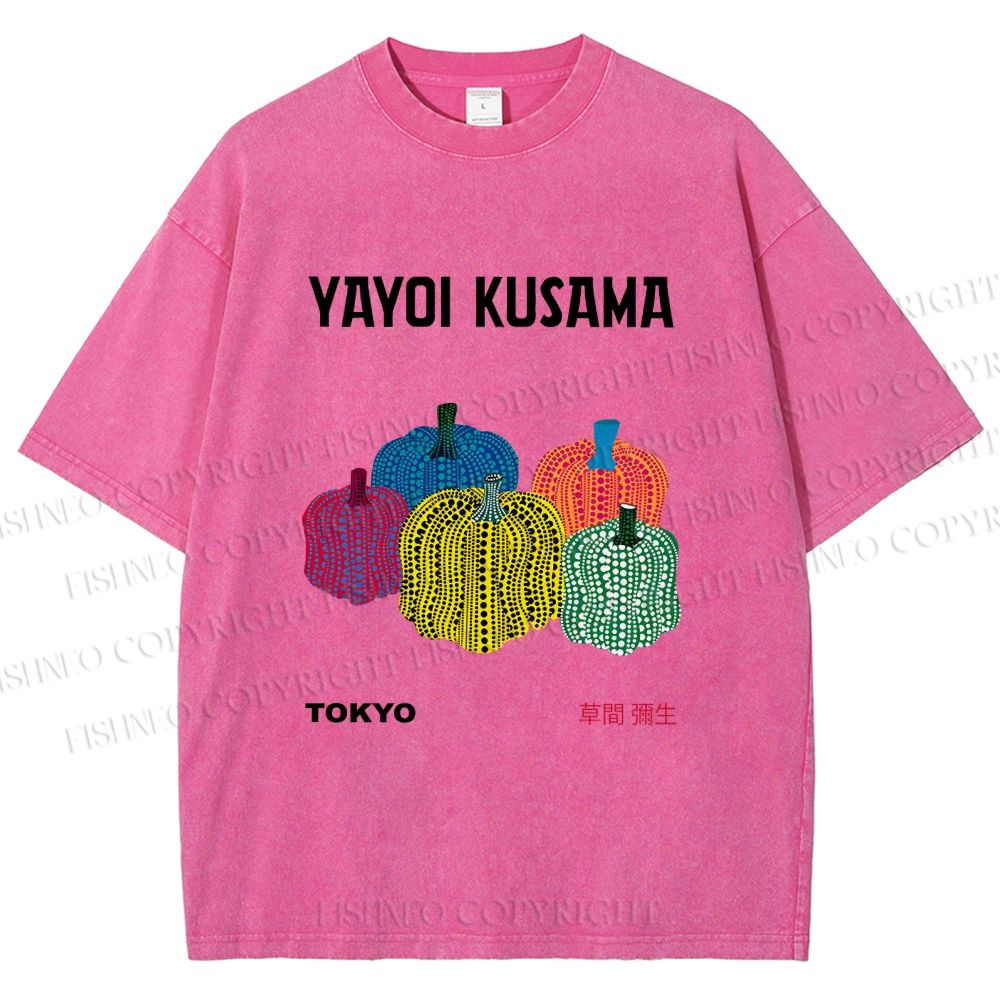 Unisex Yayoi Kusama Pumpkins Printed Washed Tee