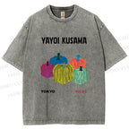 Unisex Yayoi Kusama Pumpkins Printed Washed Tee