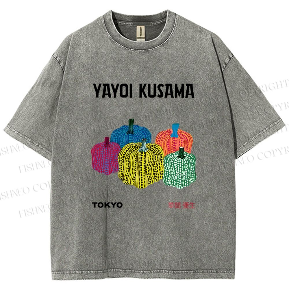 Unisex Yayoi Kusama Pumpkins Printed Washed Tee
