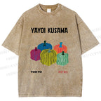 Unisex Yayoi Kusama Pumpkins Printed Washed Tee
