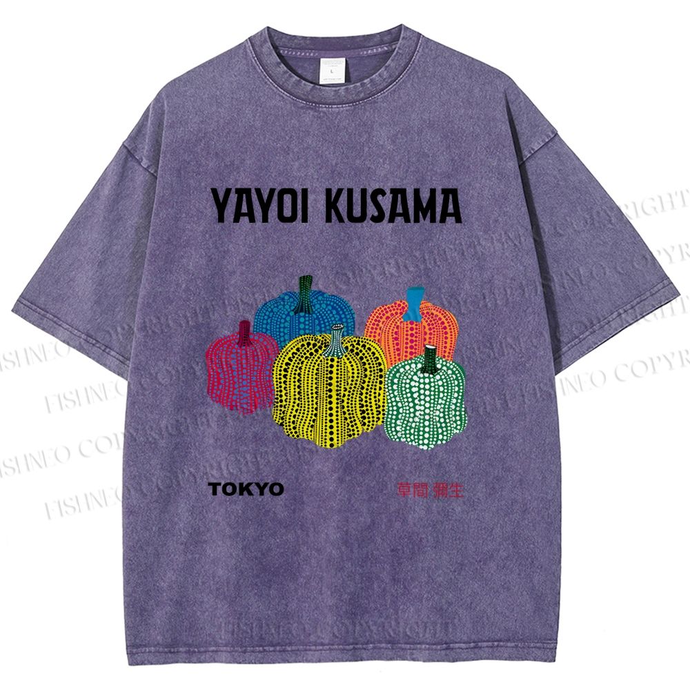 Unisex Yayoi Kusama Pumpkins Printed Washed Tee