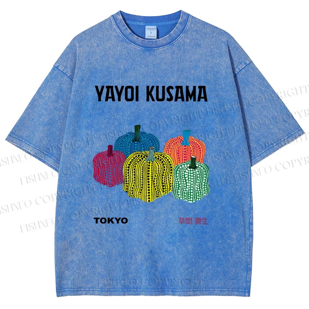 Unisex Yayoi Kusama Pumpkins Printed Washed Tee