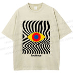 Unisex Bauhaus Geometric Eyes Printed Washed Tee
