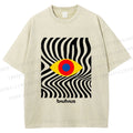 Unisex Bauhaus Geometric Eyes Printed Washed Tee