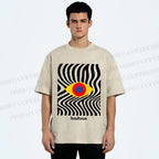 Unisex Bauhaus Geometric Eyes Printed Washed Tee