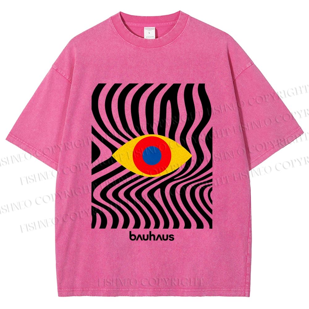 Unisex Bauhaus Geometric Eyes Printed Washed Tee