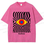 Unisex Bauhaus Geometric Eyes Printed Washed Tee