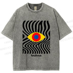 Unisex Bauhaus Geometric Eyes Printed Washed Tee