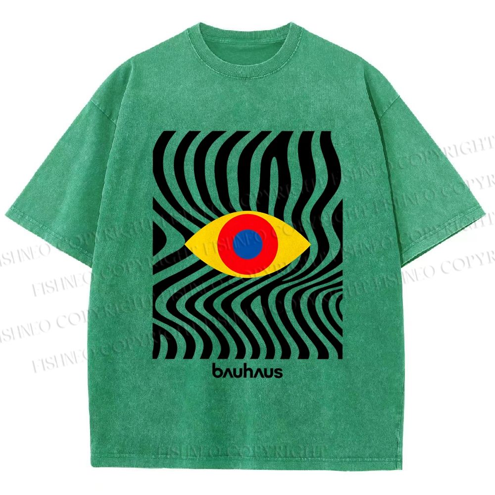 Unisex Bauhaus Geometric Eyes Printed Washed Tee