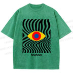 Unisex Bauhaus Geometric Eyes Printed Washed Tee