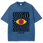 Unisex Bauhaus Geometric Eyes Printed Washed Tee