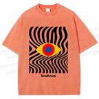 Unisex Bauhaus Geometric Eyes Printed Washed Tee