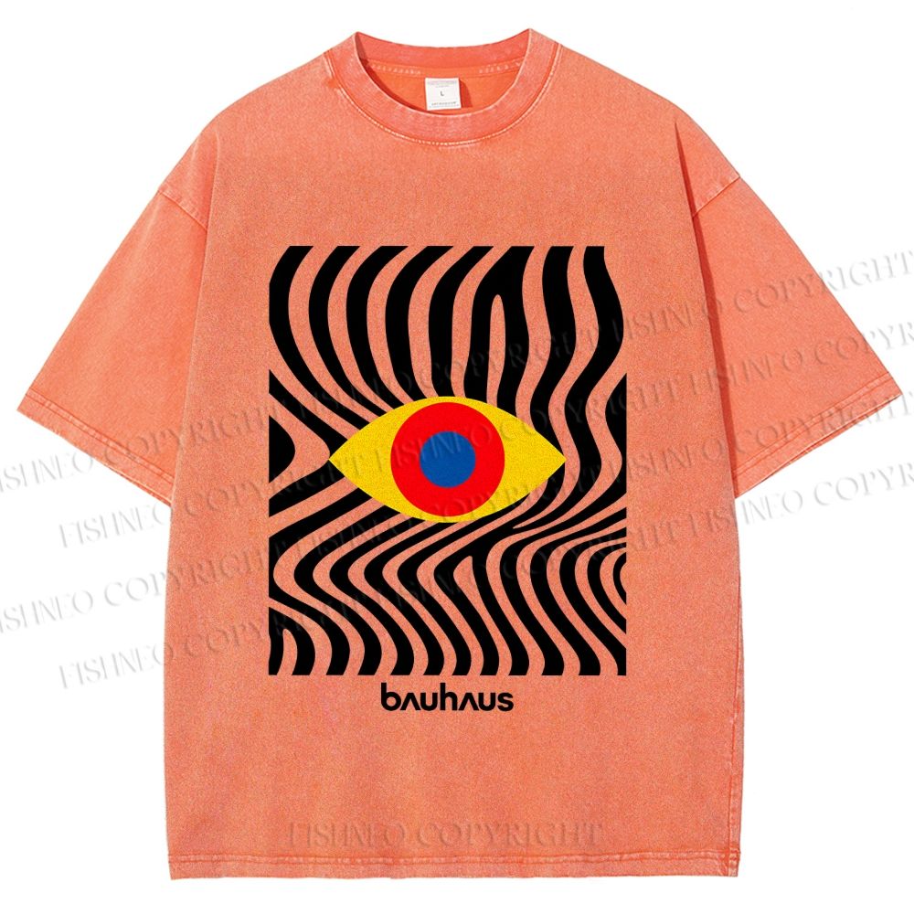 Unisex Bauhaus Geometric Eyes Printed Washed Tee
