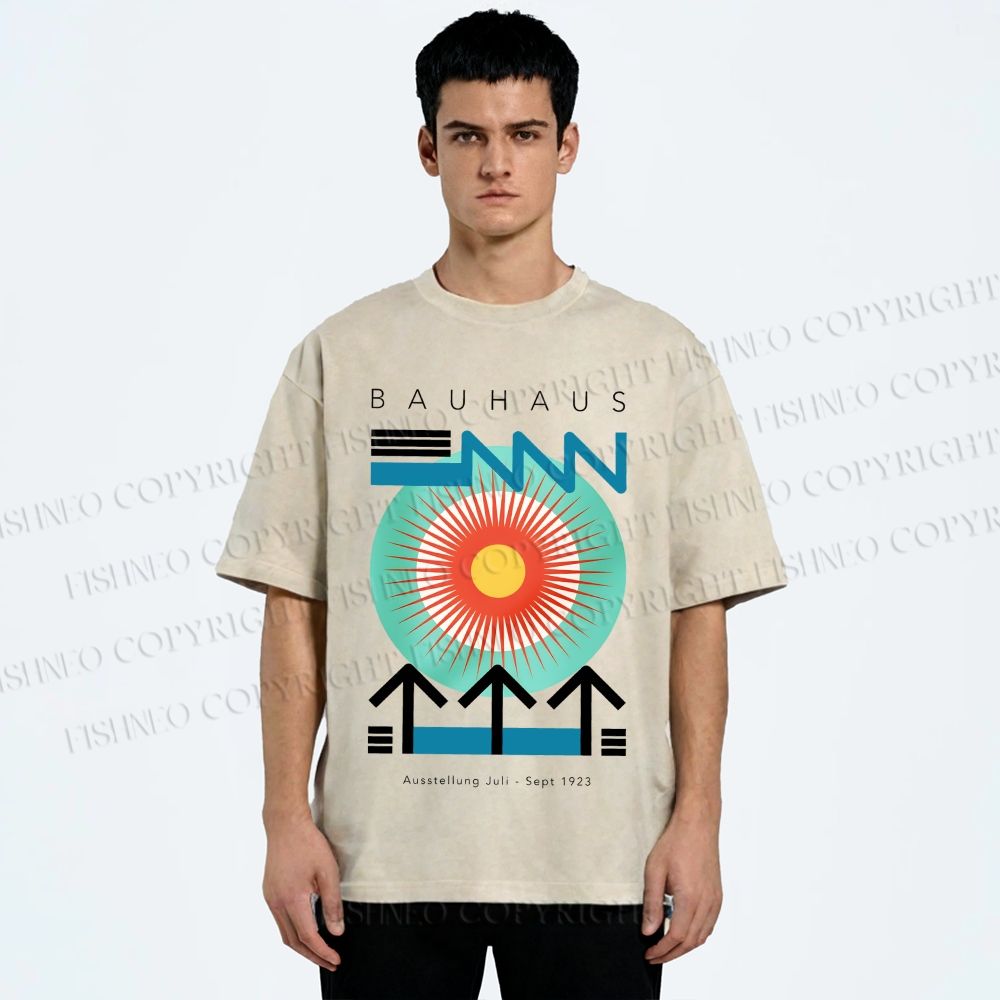 Unisex Bauhaus Geometry Printed Washed Tee