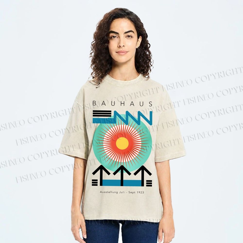 Unisex Bauhaus Geometry Printed Washed Tee