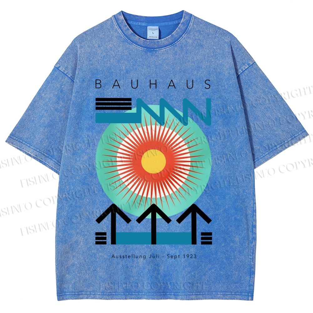 Unisex Bauhaus Geometry Printed Washed Tee