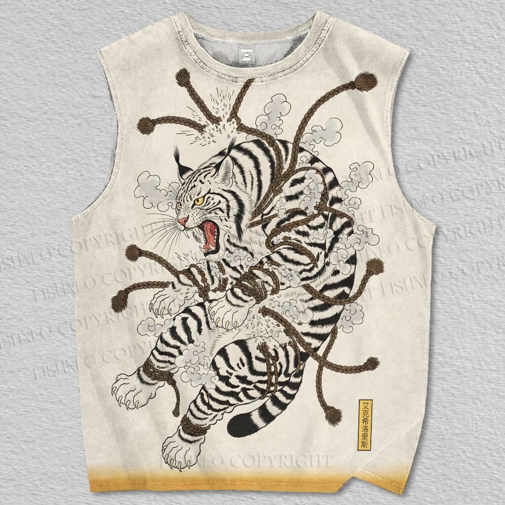 Unisex Bound Tiger Printed Tank Top